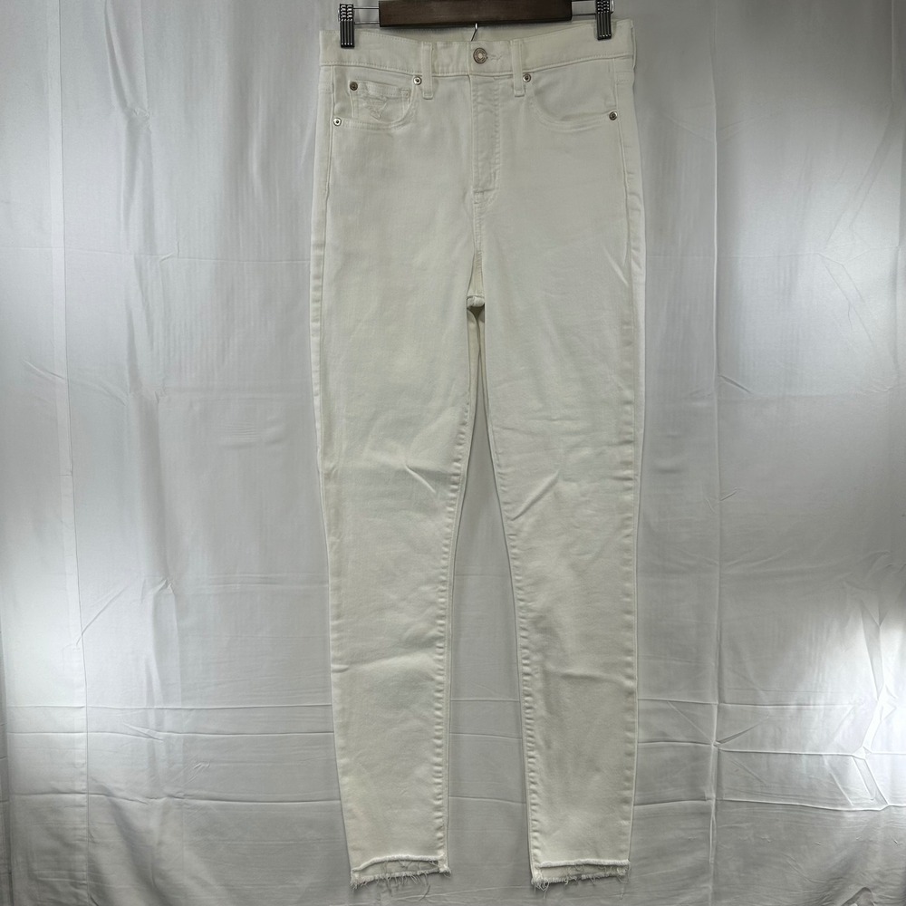 Gap True Skinny‎ High Rise Jeans Womens 29/8 Tall Optic White Raw Hem 570463-00